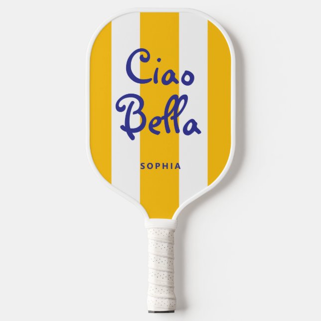 Raquette De Pickleball Bright Yellow Orange Stripes | Ciao Bella (Recto)