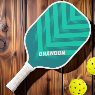Raquette De Pickleball Brise de la plage sarcelle vintage chevron délavé