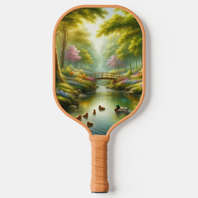Raquette De Pickleball Brook de printemps avec canards/fleurs (Recto)