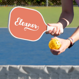 Raquette De Pickleball Brun Sienne et pinceau blanc Nom se terminant par