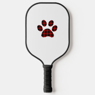 Raquette De Pickleball Buffalo Plaid Chien Empreinte de patte ou Amoureux