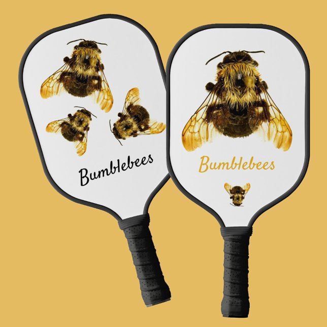 Raquette De Pickleball Bumblebees Photographie Jaune Noir et Blanc (Créateur téléchargé)