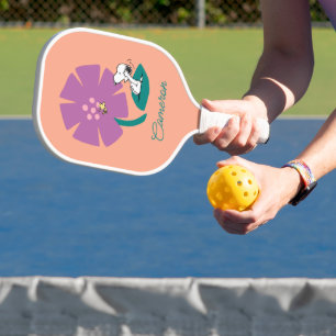 Raquette De Pickleball cacahuètes   Illustration de la nature Fleur pourp