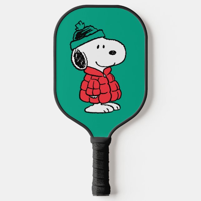 Raquette De Pickleball cacahuètes | Snoopy Chat d'hiver et Casquette (Recto)