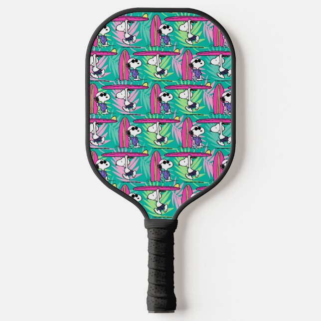 Raquette De Pickleball cacahuètes | Snoopy Turquoise Surf Motif (Recto)