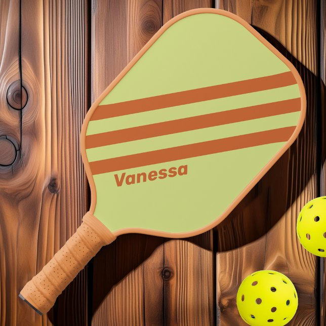 Raquette De Pickleball Cactus du désert rétro Trois bandes avec nom (Créateur téléchargé)