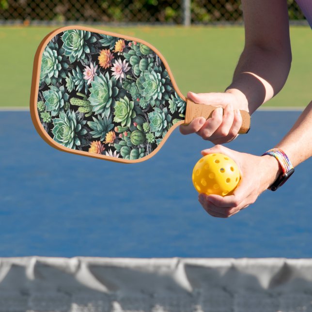 Raquette De Pickleball Cactus en fleurs et succulents (Insitu)