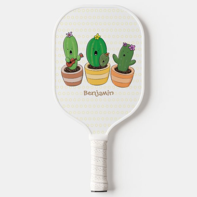 Raquette De Pickleball Cactus trio chantante mignonne dessin animé (Recto)