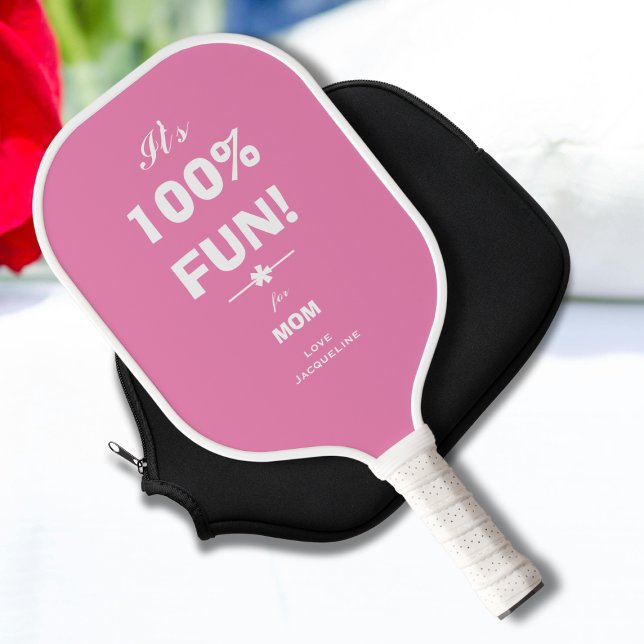 Raquette De Pickleball CADEAU DE FITNESS POUR MOM Cool Script rose (Modern Fun Fitness Gift For Mom - Cool Script Pink and White Pickleball Paddle.)