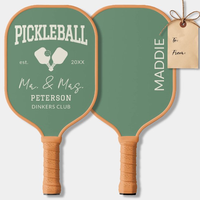 Raquette De Pickleball Cadeau de Nouveaux Mariés Pickleball Texte Personn (pickleball personalized newlywed gift paddles club team player gift custom text green)