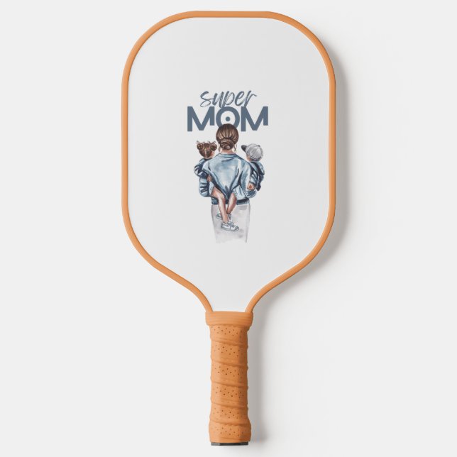 Raquette De Pickleball Cadeau personnalisé de super maman avec fils et fi (Recto)