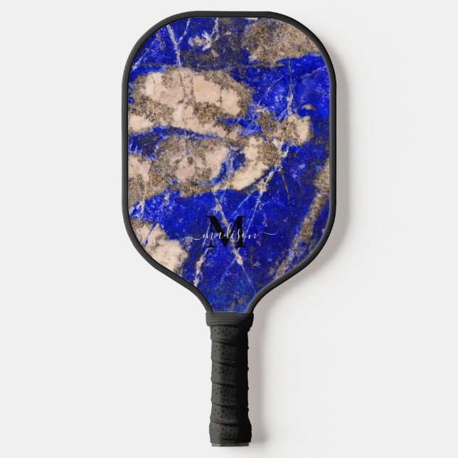 Raquette De Pickleball Calligraphie Abstraite Lapis Lazuli Blue Granite (Recto)