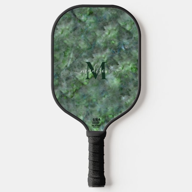 Raquette De Pickleball calligraphie en granit de quartz vert Abstrait (Recto)
