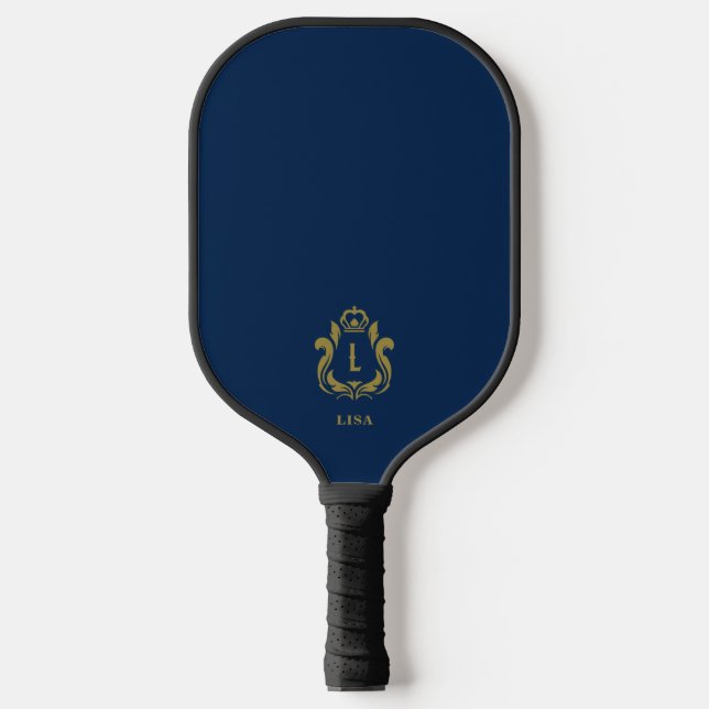 Raquette De Pickleball Cambridge Blue Gold Crest L Monogramme (Recto)