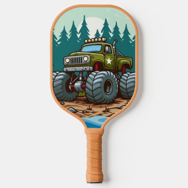 Raquette De Pickleball Camion Monster Vert dans la forêt (Recto)