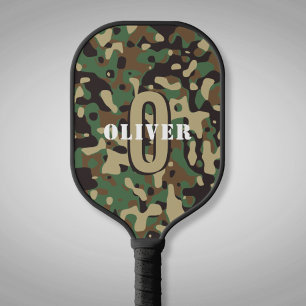 Raquette De Pickleball Camo camouflage vert Brown beige Nom du monogramme