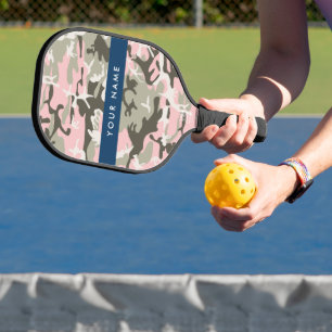 Raquette De Pickleball Camouflage Rose et Vert Personnalisez votre nom