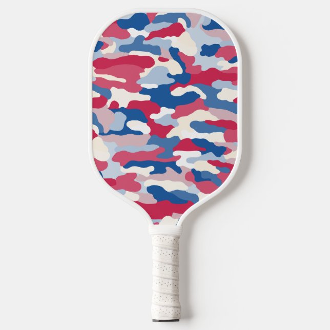 Raquette De Pickleball Camouflage rouge blanc et bleu (Recto)