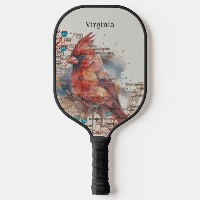 Raquette De Pickleball Cardinal sur Virginia Road Map (Recto)