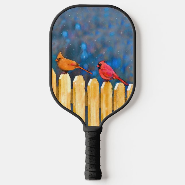 Raquette De Pickleball Cardinals on the Fence Painting - Art original (Recto)