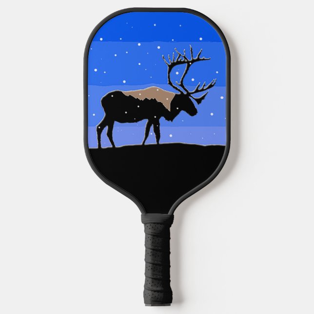 Raquette De Pickleball Caribou en hiver - Art original de la faune (Recto)