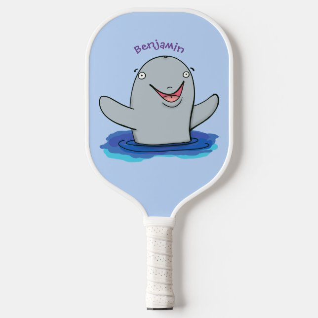 Raquette De Pickleball Caricature adorable de marsouin (Recto)