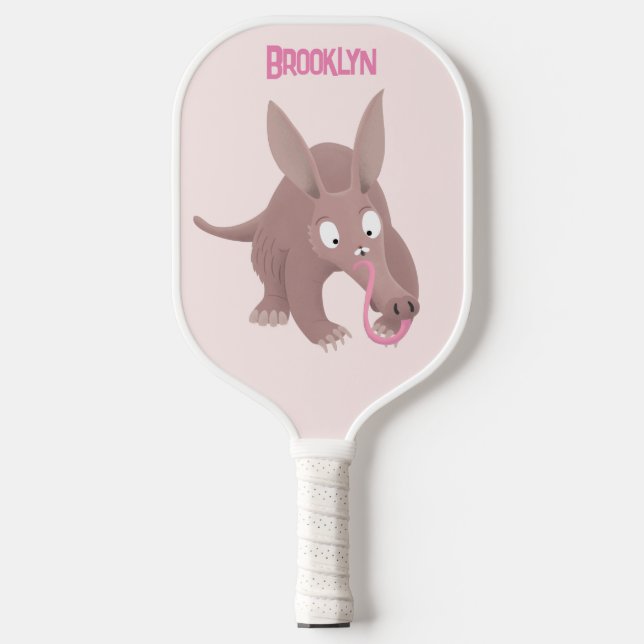 Raquette De Pickleball Caricature amusante de Aardvark (Recto)