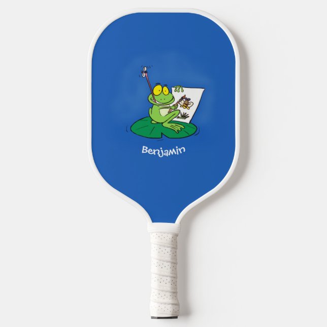 Raquette De Pickleball Caricature amusante de grenouille verte (Recto)