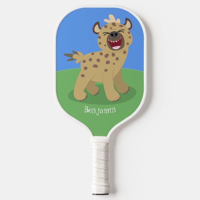 Raquette De Pickleball Caricature amusante hyena riant illustration (Recto)