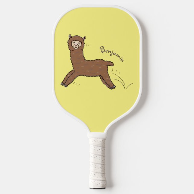 Raquette De Pickleball Caricature d'alpaga brun joli (Recto)