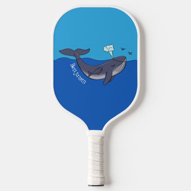 Raquette De Pickleball Caricature de baleine mignonne et de baleine de ve (Recto)