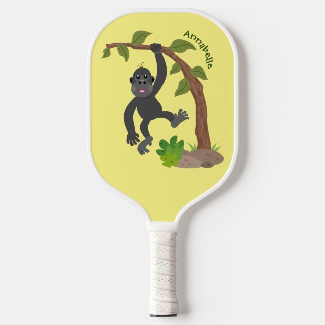 Raquette De Pickleball Caricature de bébé gorille joyeux (Recto)