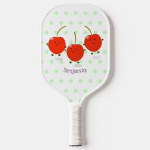 Raquette De Pickleball Caricature de cerises rouges à sauter mûr