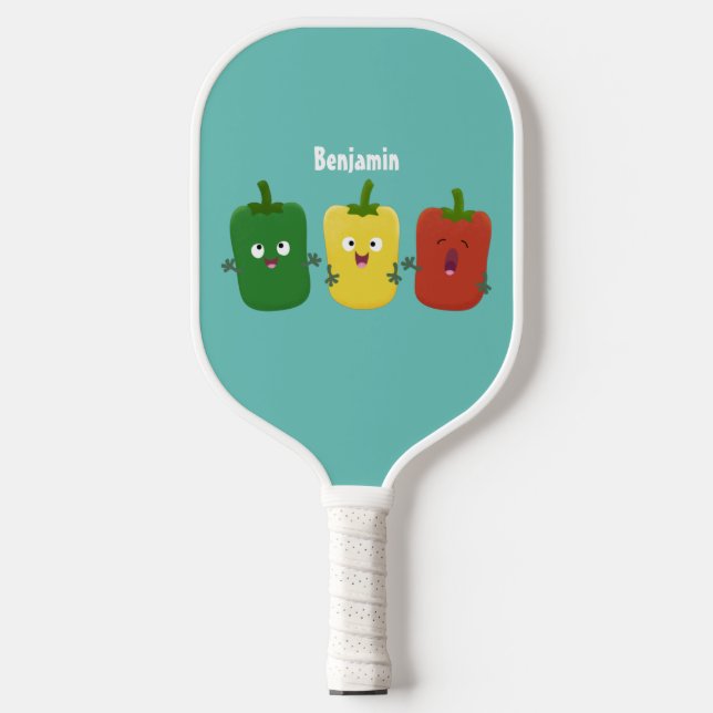 Raquette De Pickleball Caricature de chant trio capsicum poivre clair (Recto)