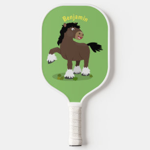 Raquette De Pickleball Caricature de cheval de trait de Cute Clydesdale