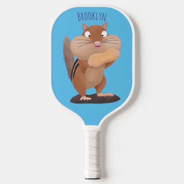 Raquette De Pickleball Caricature de chipmunk à grosses joues mignonnes (Recto)