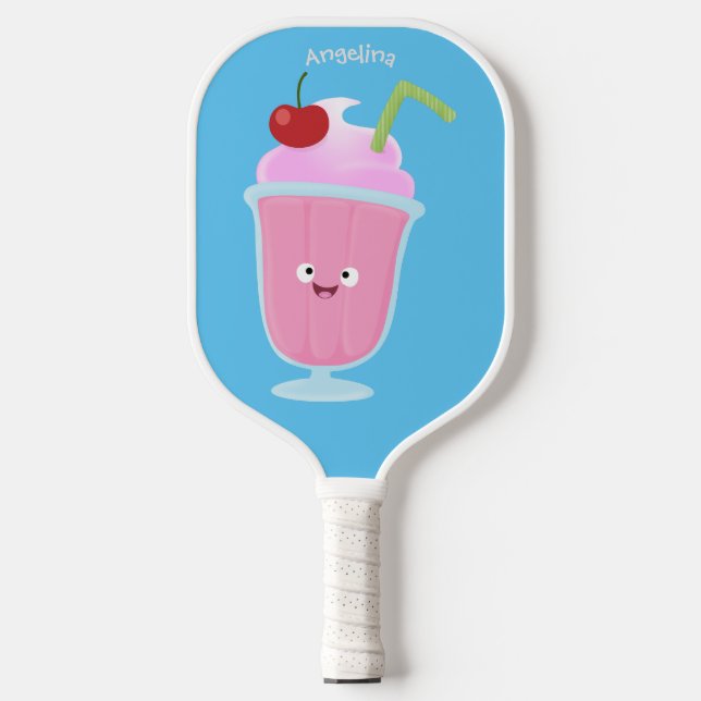 Raquette De Pickleball Caricature de crème glacée de fraise mignonne (Recto)