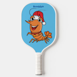Raquette De Pickleball Caricature de crevettes de Noël joyeux