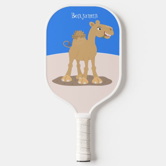Raquette De Pickleball Caricature de dromadaire joyeux et souriant (Recto)