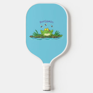 Raquette De Pickleball Caricature de grenouille vert mignon