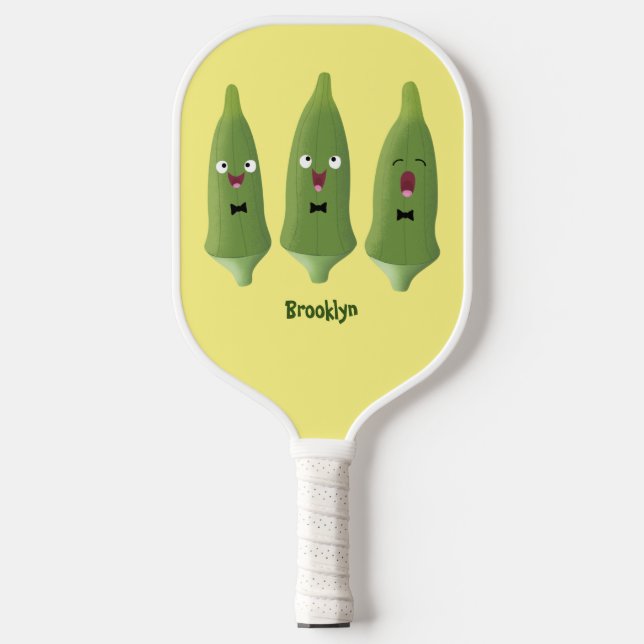 Raquette De Pickleball Caricature de légumes de l'okra chantante mignonne (Recto)