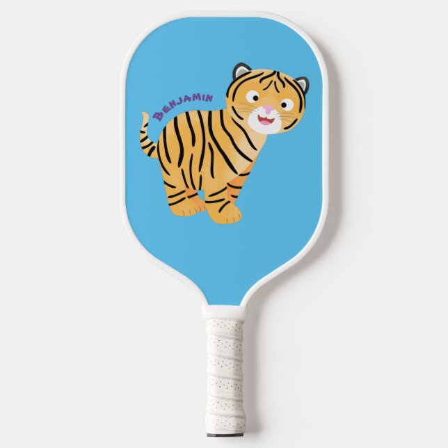Raquette De Pickleball Caricature de petit tigre joyeux (Recto)