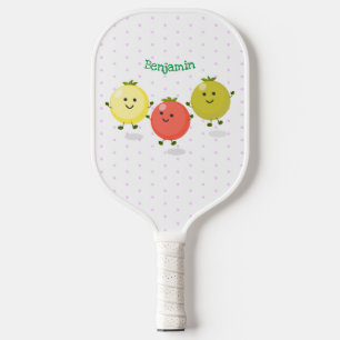 Raquette De Pickleball Caricature de tomates cerises mûres