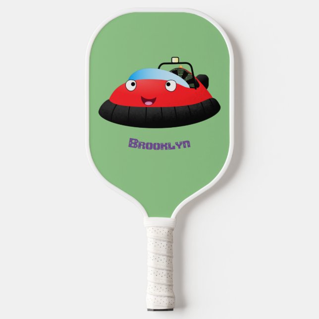 Raquette De Pickleball Caricature d'hovercraft rouge joyeux (Recto)