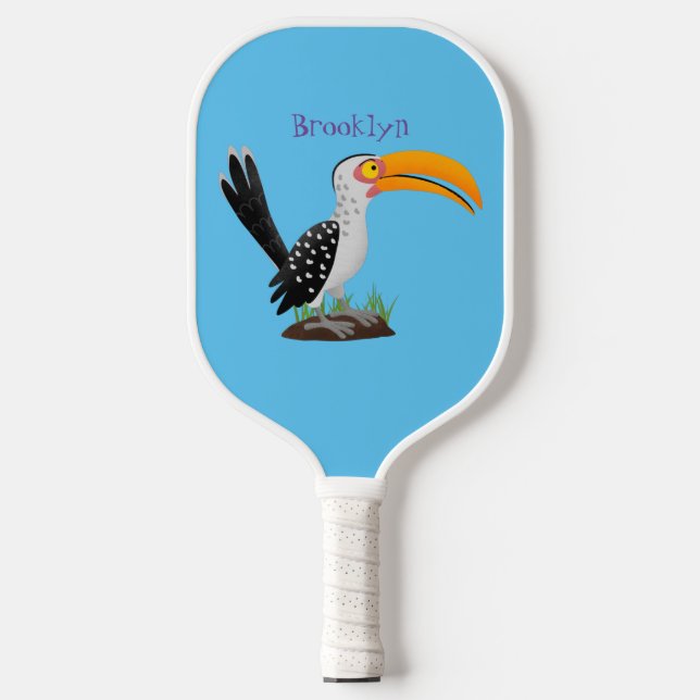 Raquette De Pickleball Caricature d'oiseau de safari de barbecue jaune am (Recto)