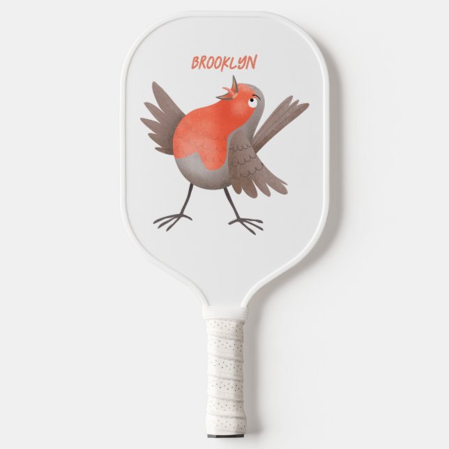 Raquette De Pickleball Caricature d'oiseau rouge chantant mignon (Recto)