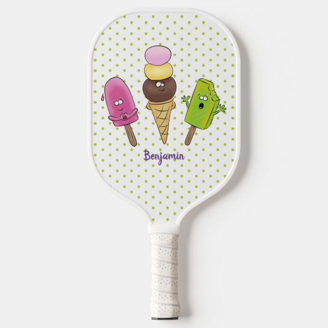 Raquette De Pickleball Caricature drôles de glace popsicle dessin animé t (Recto)