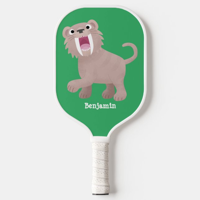 Raquette De Pickleball Caricature du tigre mignon Saber Toothed Smilodon (Recto)