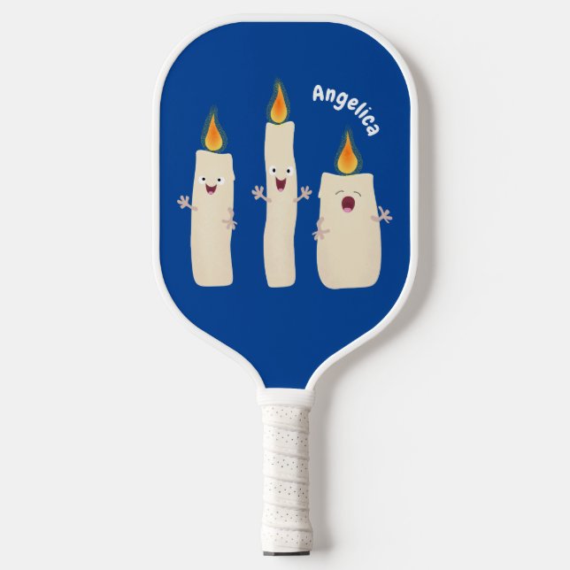 Raquette De Pickleball Caricature en trois chandelles mignonnes (Recto)