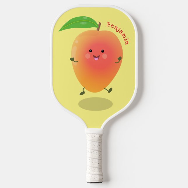 Raquette De Pickleball Caricature jaune mangue mignonne (Recto)